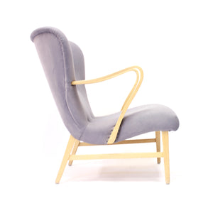 Swedish modern curved easy chair, 1940s