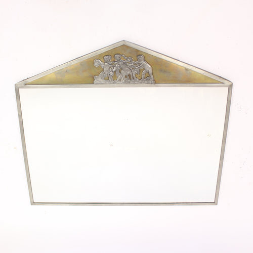 Unique Swedish Grace pewter and brass mirror by C.G. Råström, 1928