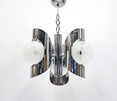 Italian three light chromed ceiling light, 1960s