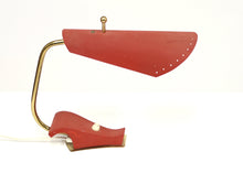 Load image into Gallery viewer, Mid-Century Brass and Red Metal Table Lamp, 1950s