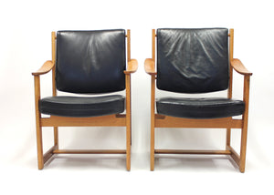 Rare pair of special commissioned Sven Kai Larsen arm chairs made by Nordiska Kompaniet, 1960s