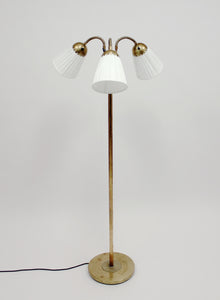 Swedish brass, Three-Light, Floor Lamp, 1940s