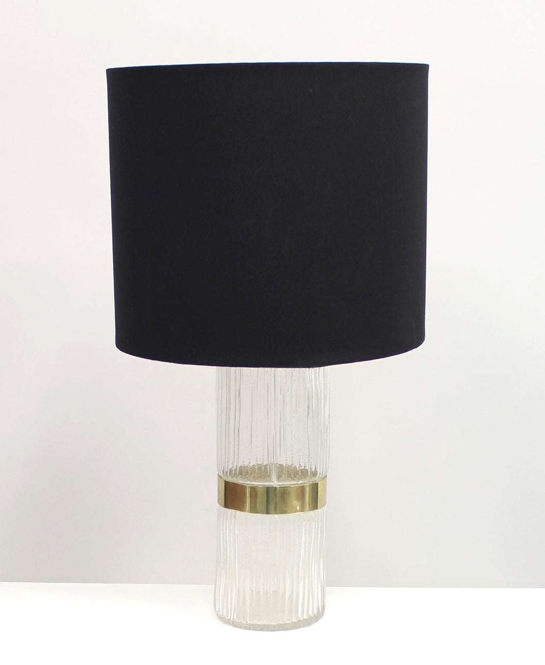 Swedish Brass and Pressed Glass Table Lamp, 1960s