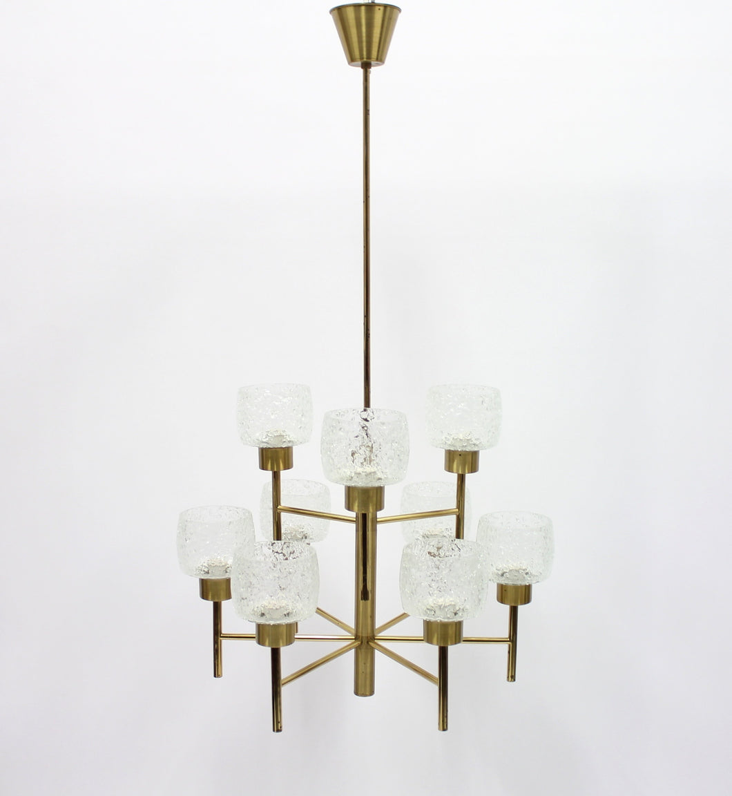 Swedish brass chandelier, 1960s