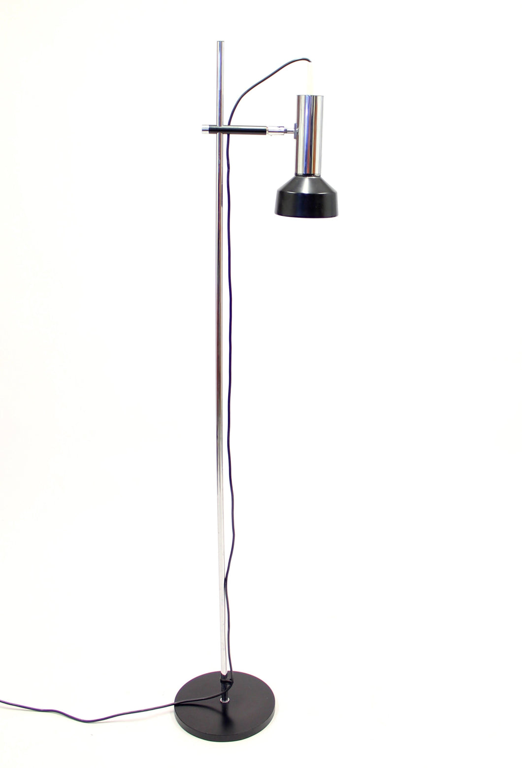 Vintage 1970's black and chrome plated floor light