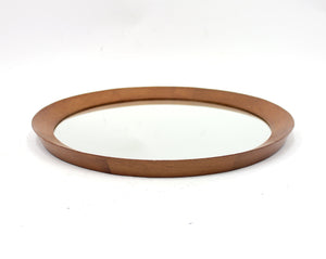 Round Danish Solid Teak Wall Mirror, 1960s