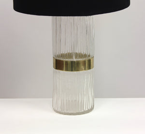 Swedish Brass and Pressed Glass Table Lamp, 1960s