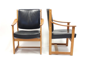 Rare pair of special commissioned Sven Kai Larsen arm chairs made by Nordiska Kompaniet, 1960s