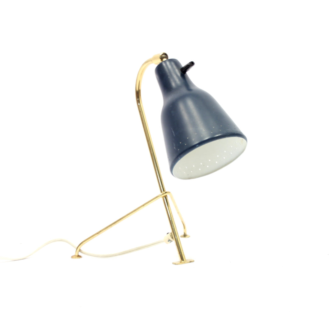 Scandinavian tripod brass table lamp, 1950s