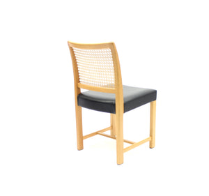 Finnish Oak, Leather & Cane Dining Chairs by Carl Gustaf Hiort af Ornäs for Mikko Nupponen, 1950s, Set of 4