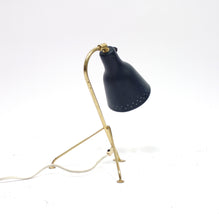 Load image into Gallery viewer, Scandinavian tripod brass table lamp, 1950s