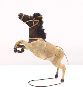 Charming early 20th century toy horse sculpture made of real horse hair