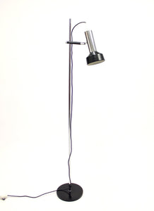 Vintage 1970's black and chrome plated floor light
