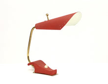 Load image into Gallery viewer, Mid-Century Brass and Red Metal Table Lamp, 1950s