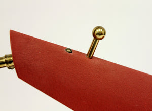 Mid-Century Brass and Red Metal Table Lamp, 1950s