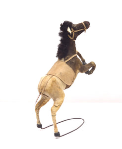 Charming early 20th century toy horse sculpture made of real horse hair