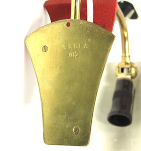 Mid-Century Brass and Red Metal Table Lamp, 1950s