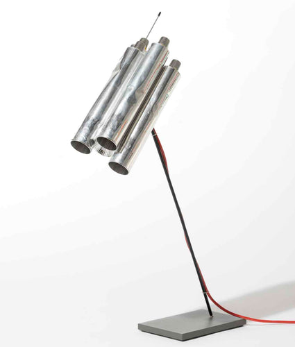 German Aluminium Tu-Be Two Table Lamp by Ingo Maurer, 1980s